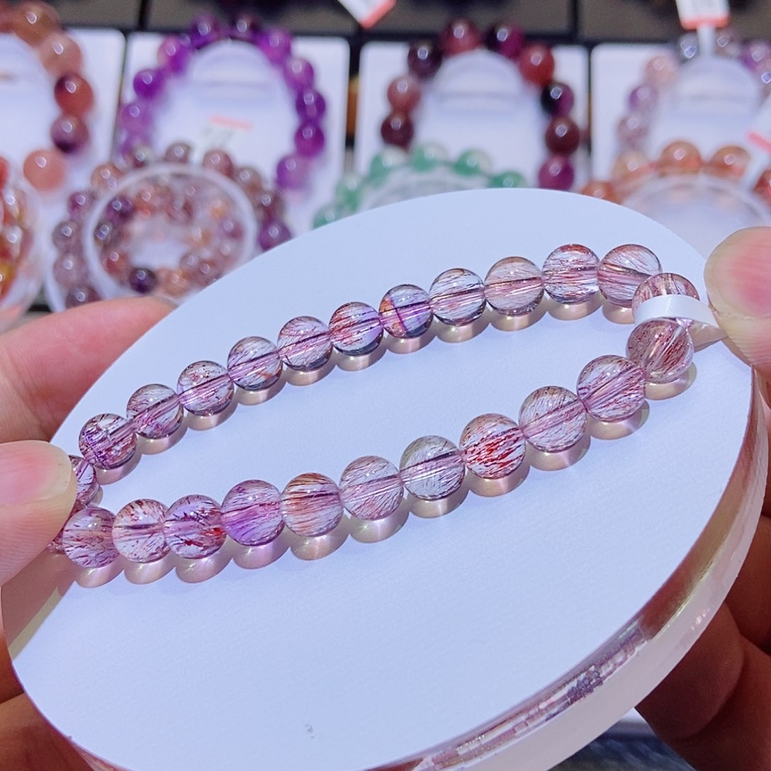 未镶嵌手链水晶紫橘超七7.8