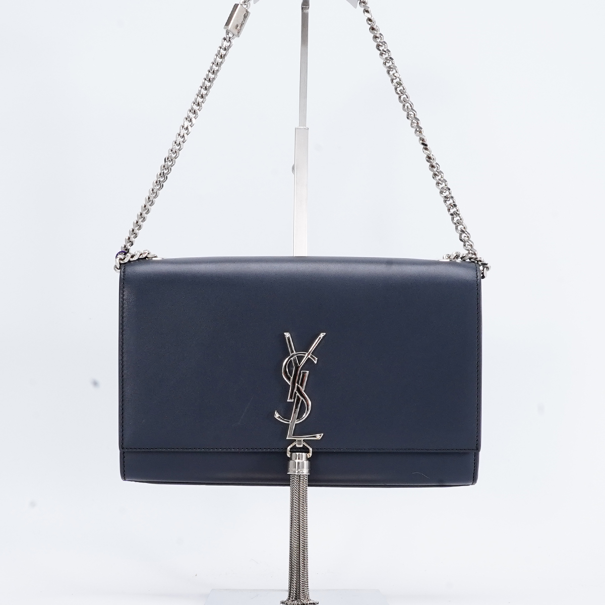 95新 YSL/圣罗兰 流苏包中号光面黑银/BG22011954