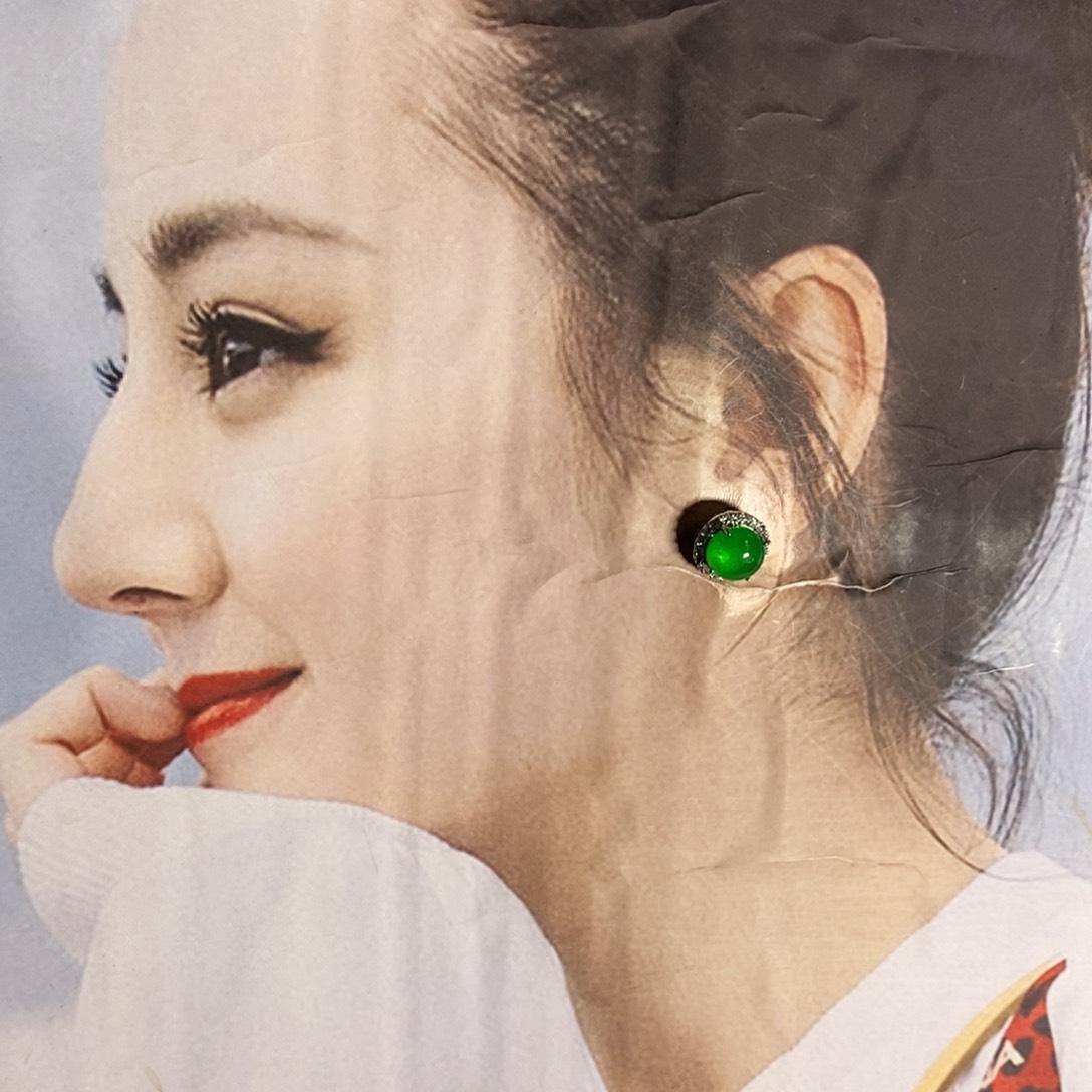 银S925镶嵌翡翠耳饰111