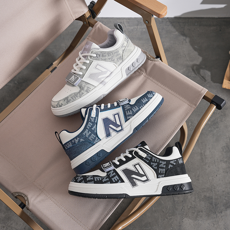 纽巴仑秋冬上新休闲百搭潮流时尚情侣皮面加厚低帮系带运动鞋