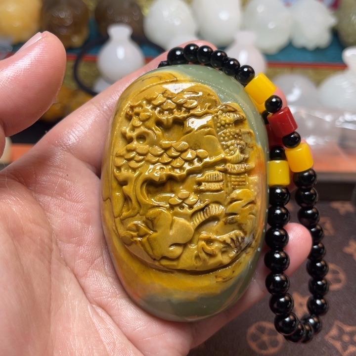 石材天然方解石手把件不退换