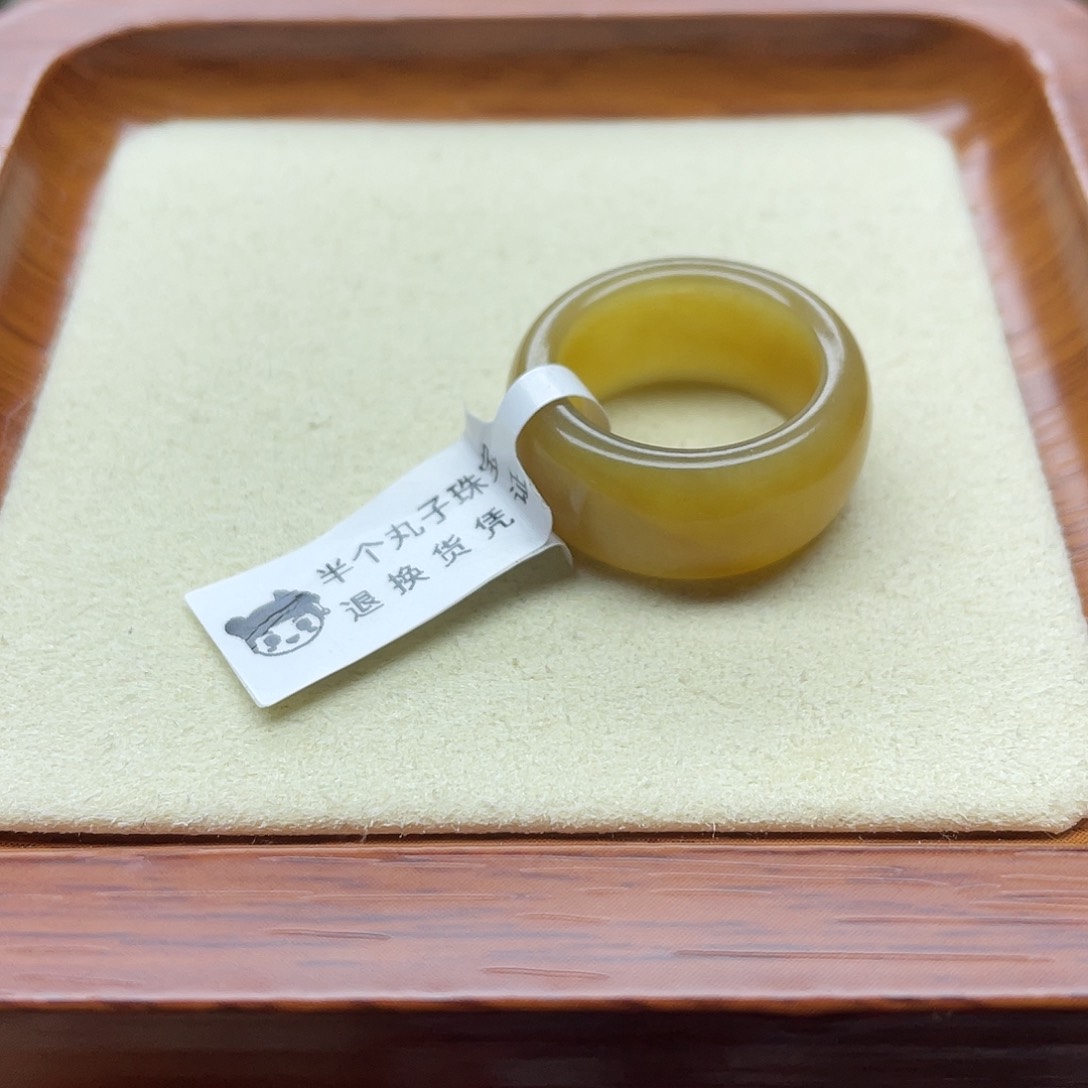 和田玉戒指未镶嵌太妃糖轮胎戒圈14号