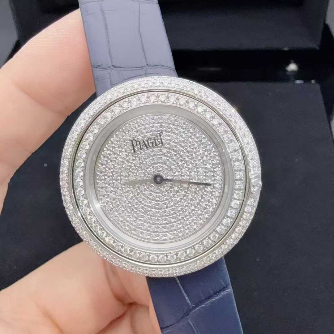 95新 Piaget/伯爵 时来运转34mm满天星后镶钻可转动石英女手表 