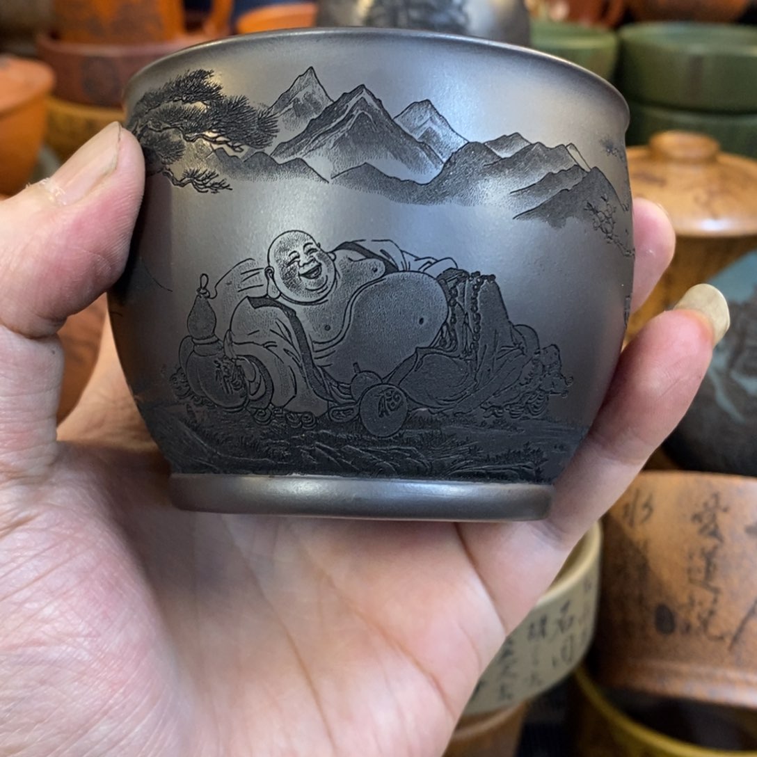 紫砂杯子宜兴全手工紫砂杯