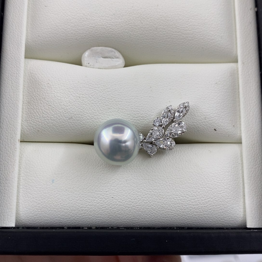 银S925镶嵌戒指海水珍珠