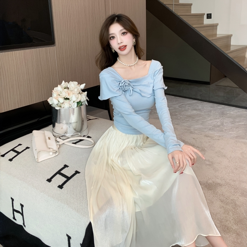 【小屁】2025春季新款法式复古温柔风套装气质立体花朵设计感上衣