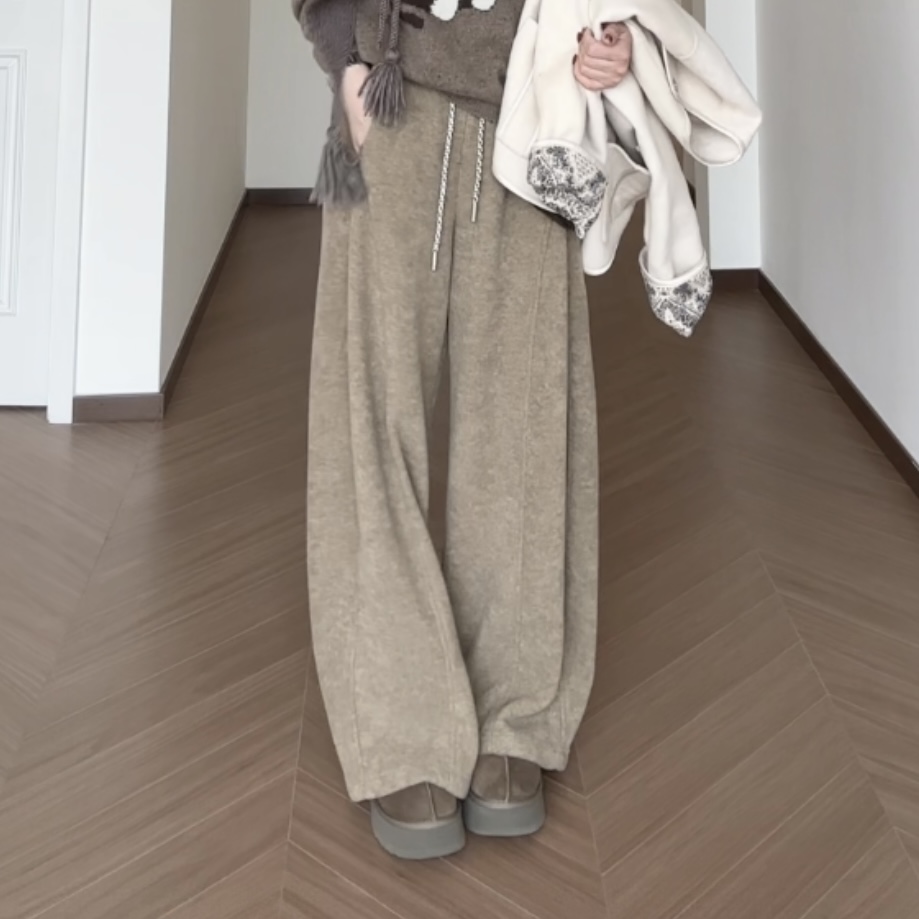 【晚风星河】加绒改良弯刀裤时尚百搭气质老钱风显瘦拖地休闲裤子女