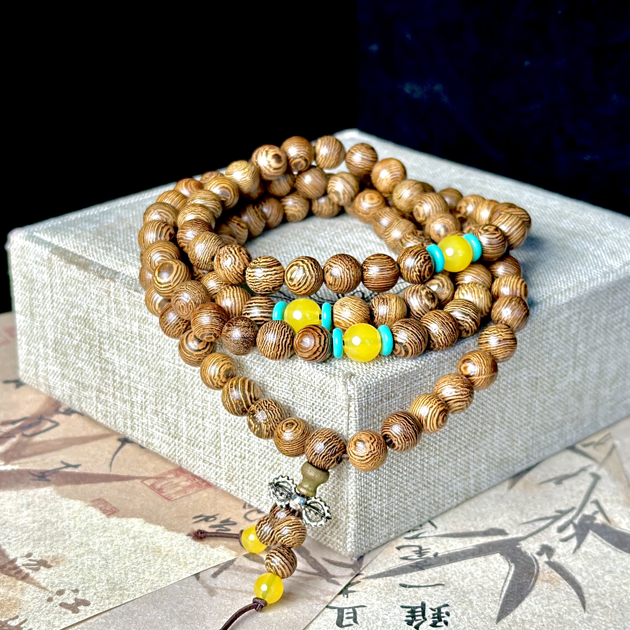 黄花梨多圈手串122无礼盒