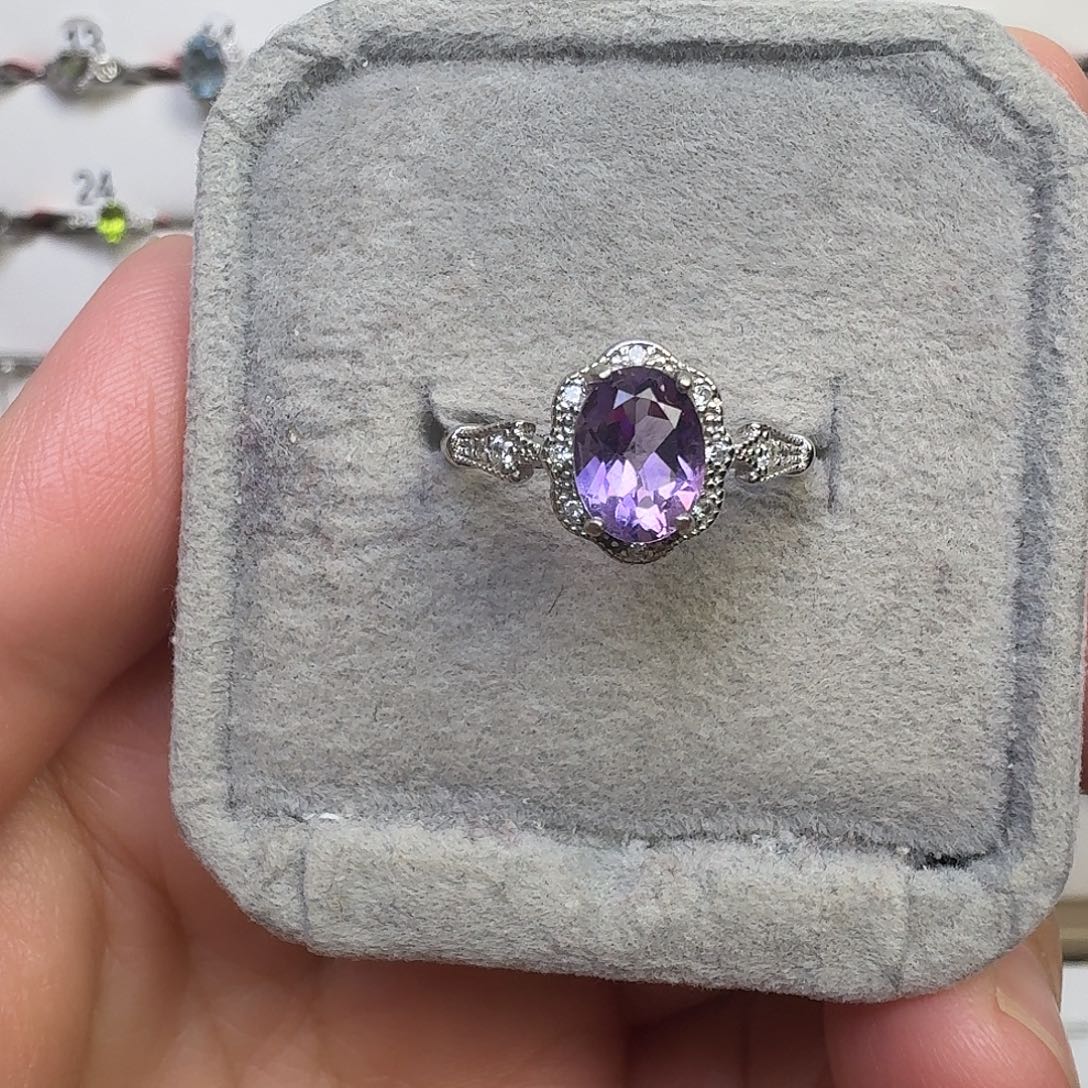 戒指紫晶银S925镶嵌