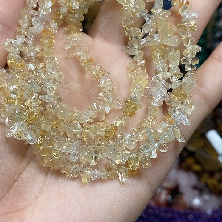 玛瑙/玉髓未镶嵌珠宝半成品天然高透黄水晶绕手4圈