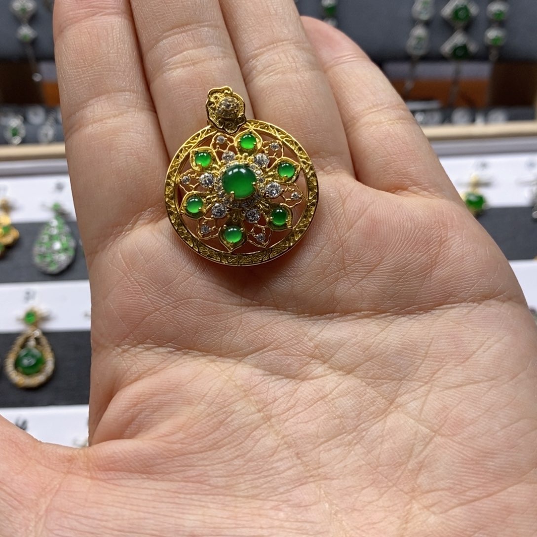 翡翠颈饰银S925镶嵌宋****翡翠