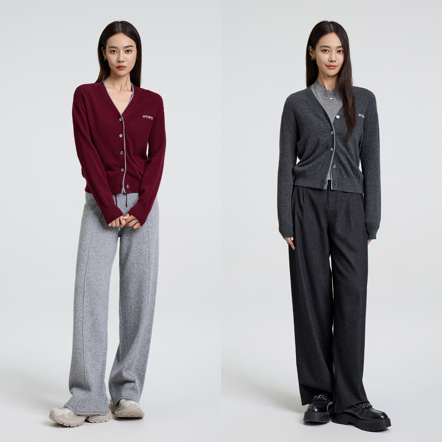 2025冬季休闲时尚长袖针织毛衣圆领开衫女装V领开衫OB293百搭