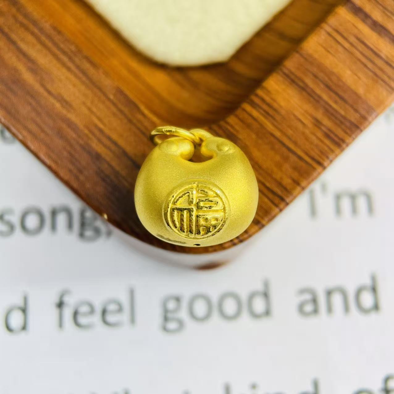 足金999黄金首饰配件磨砂带环中胖福DP2120-01190