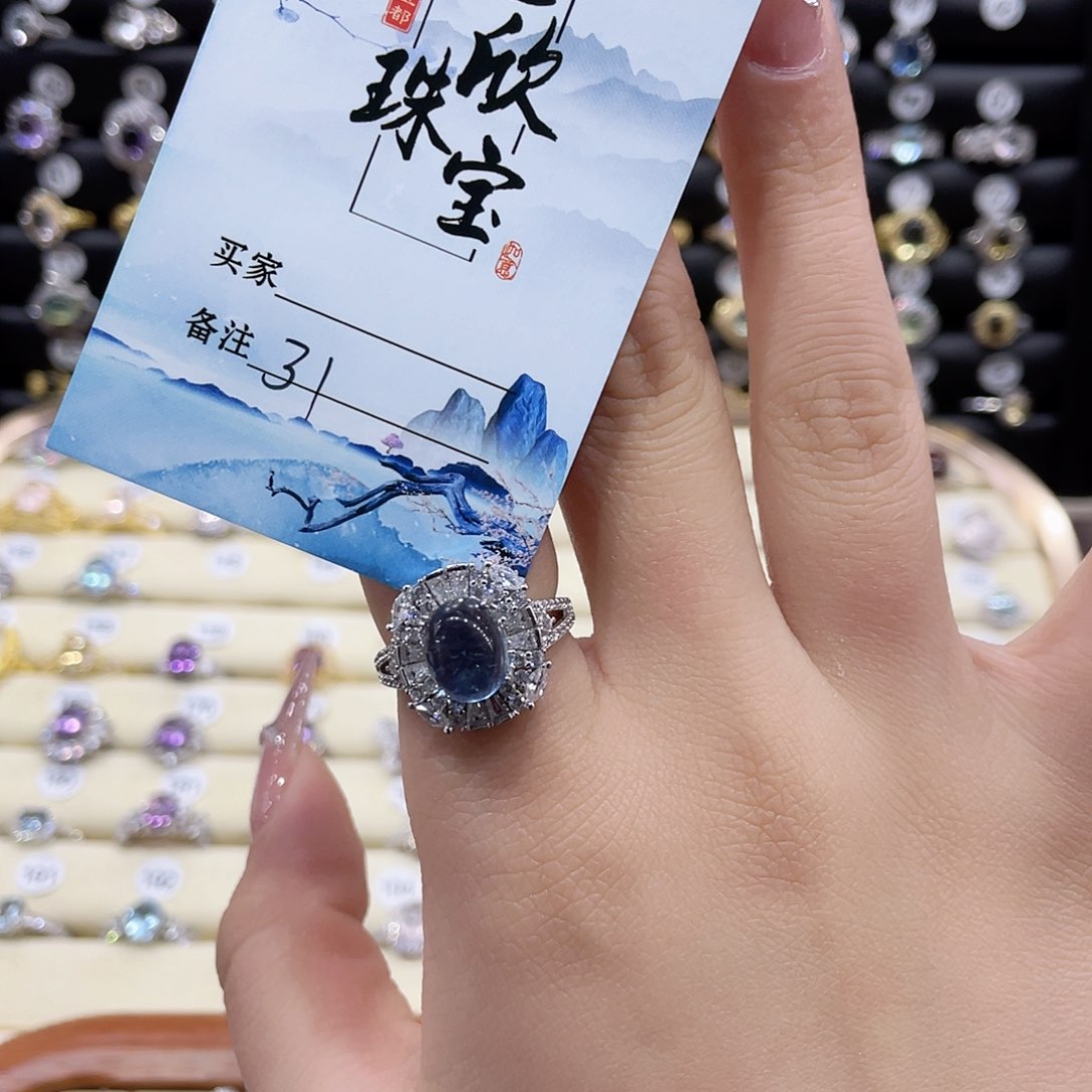 海蓝宝石戒指银S925镶嵌F****.戒指31