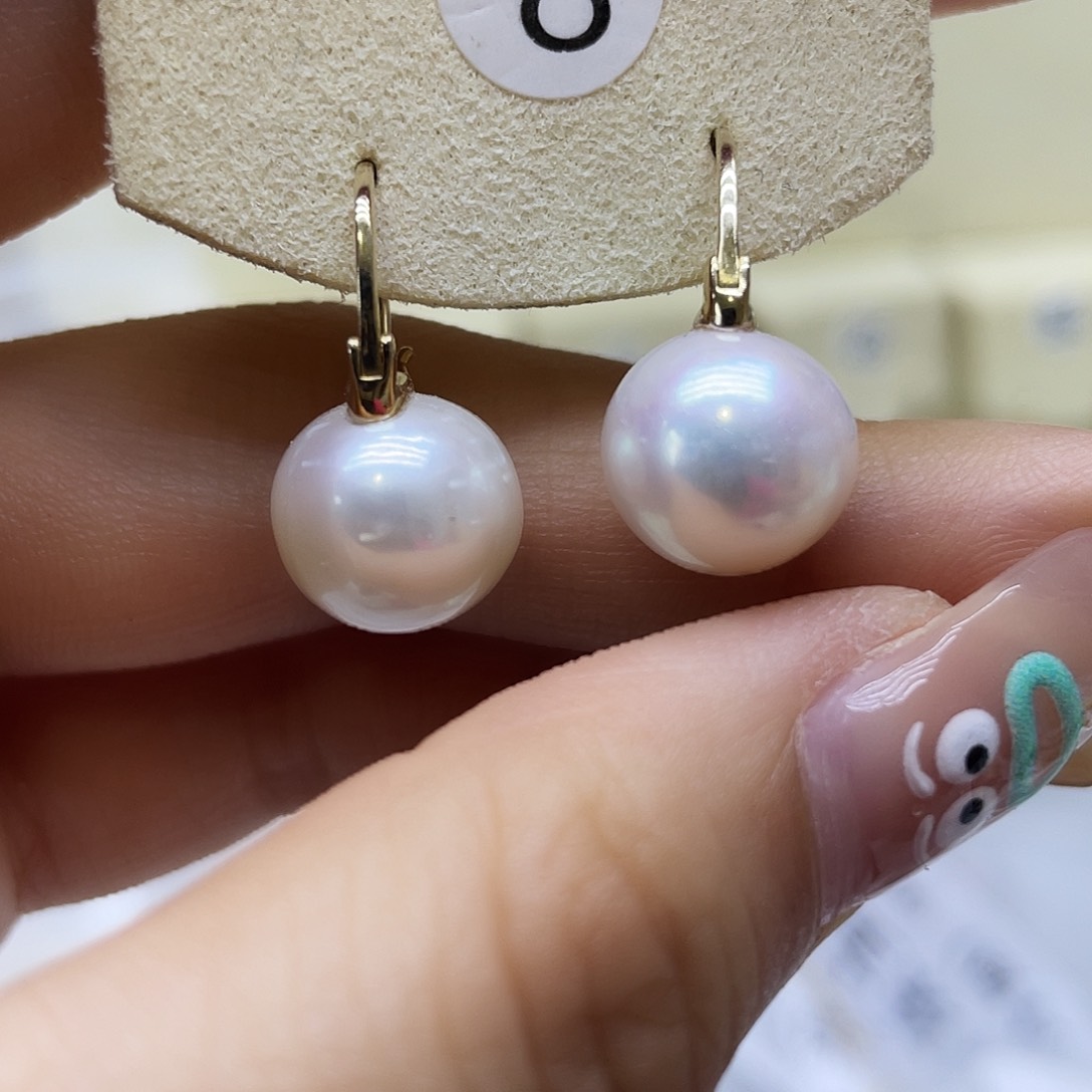 银S925镶嵌淡水珍珠耳饰