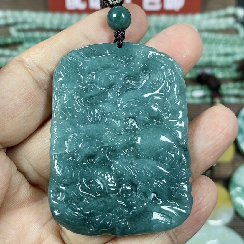 【闪购商品】翡翠颈饰未镶嵌玉吊坠翡翠玉双面九龙牌