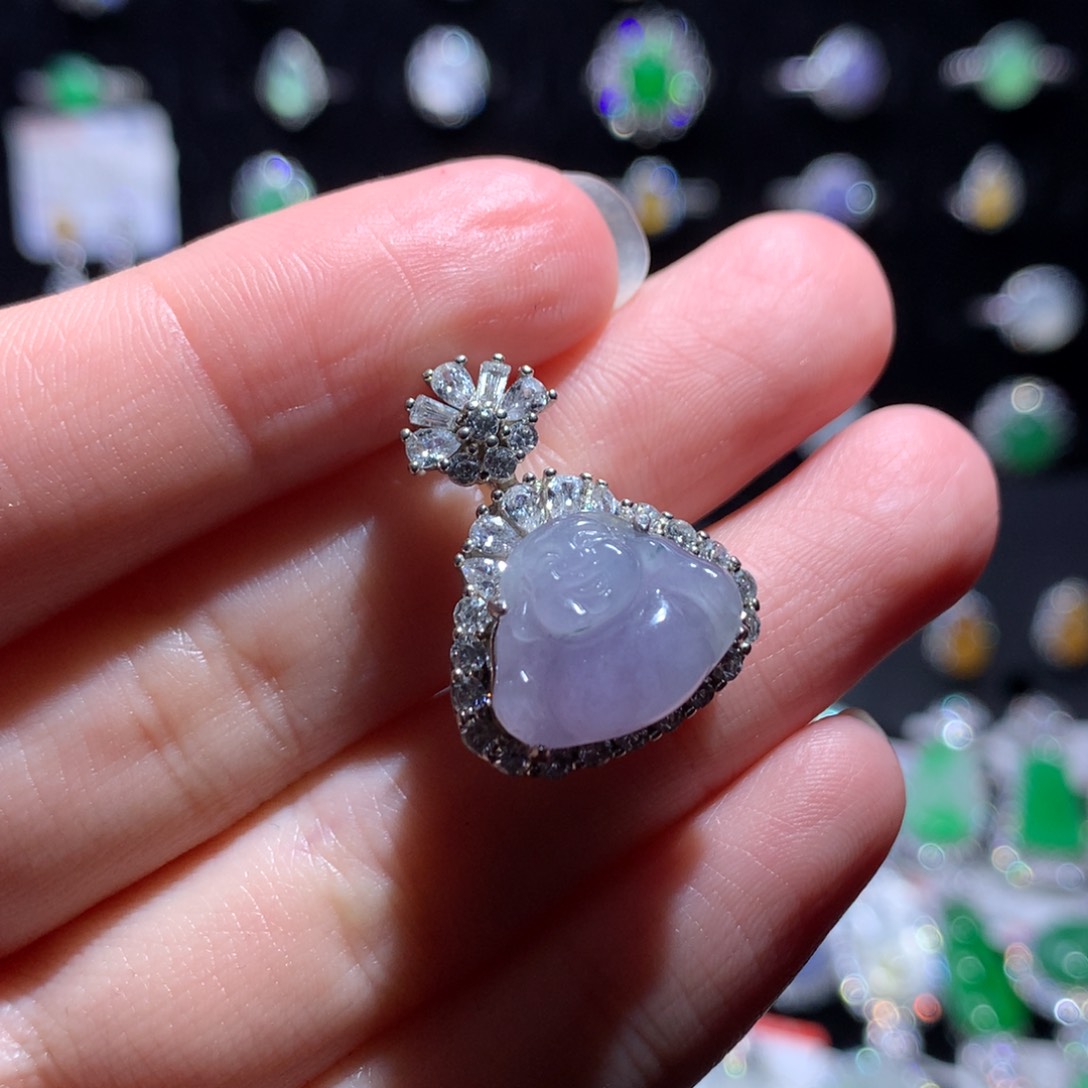 翡翠颈饰银S925镶嵌天然翡翠