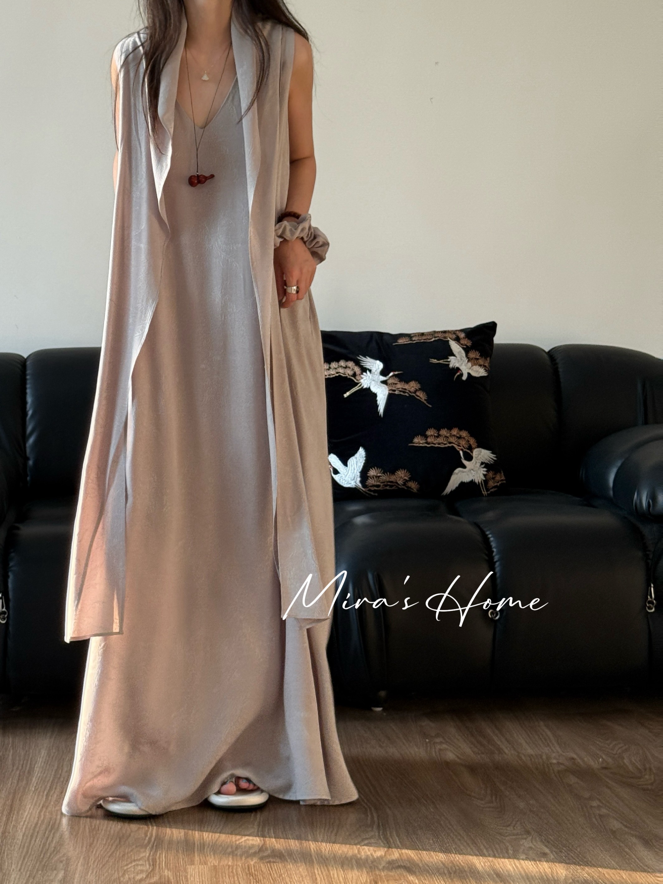 【围巾裙】提花棉绸丨Mira家 夏季休闲高级时尚洋气清凉感棉绸裙