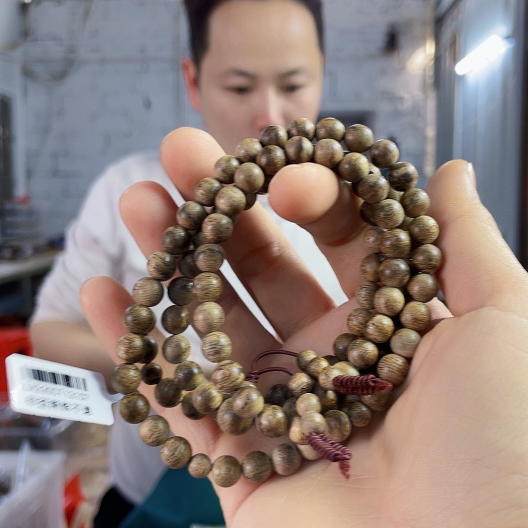 沉香手串柬埔寨圆珠长串0.7/16克多样性发一