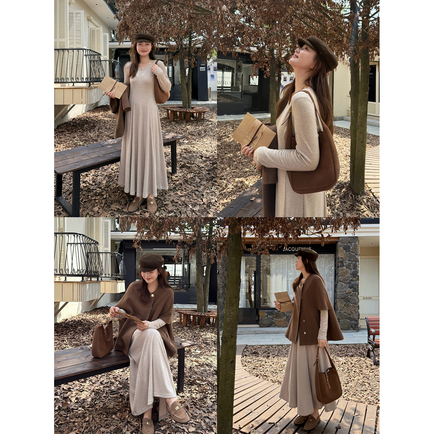 现货大婉酱微胖定制温柔风气质V领秋冬内搭修身针织连衣裙女0448D