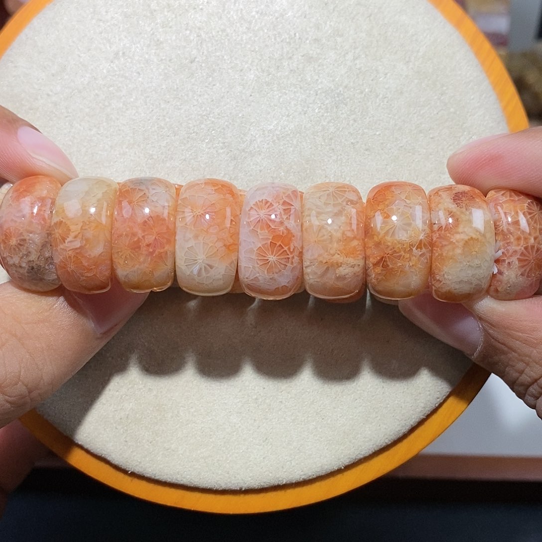 硅化珊瑚（珊瑚玉）手链未镶嵌冰大蕾丝20