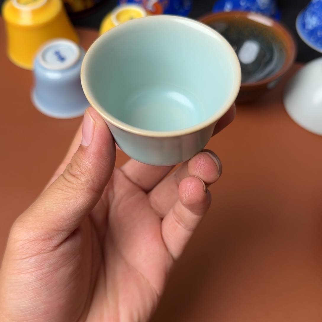 台湾晓芳窑汝窑天青开片古月杯