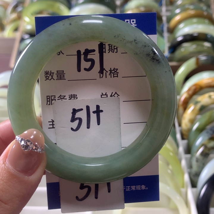 蛇纹石玉足铂镶嵌手镯151