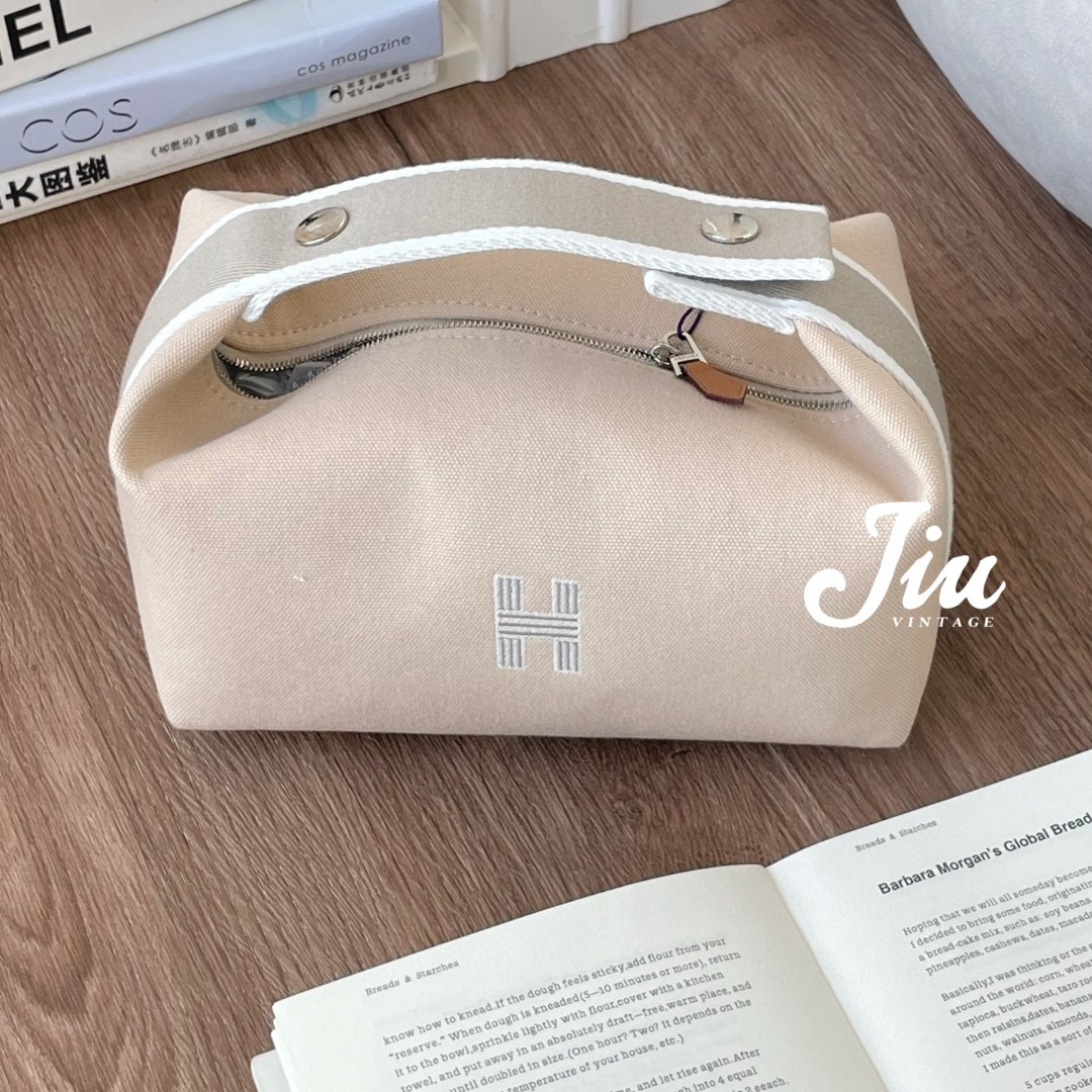 99新 Hermes/爱马仕 米色帆布饭盒包中检 CJM12-1307