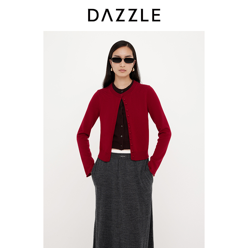 【热销补单】DAZZLE 地素毛衣25春新针织假二件开衫2J1E519