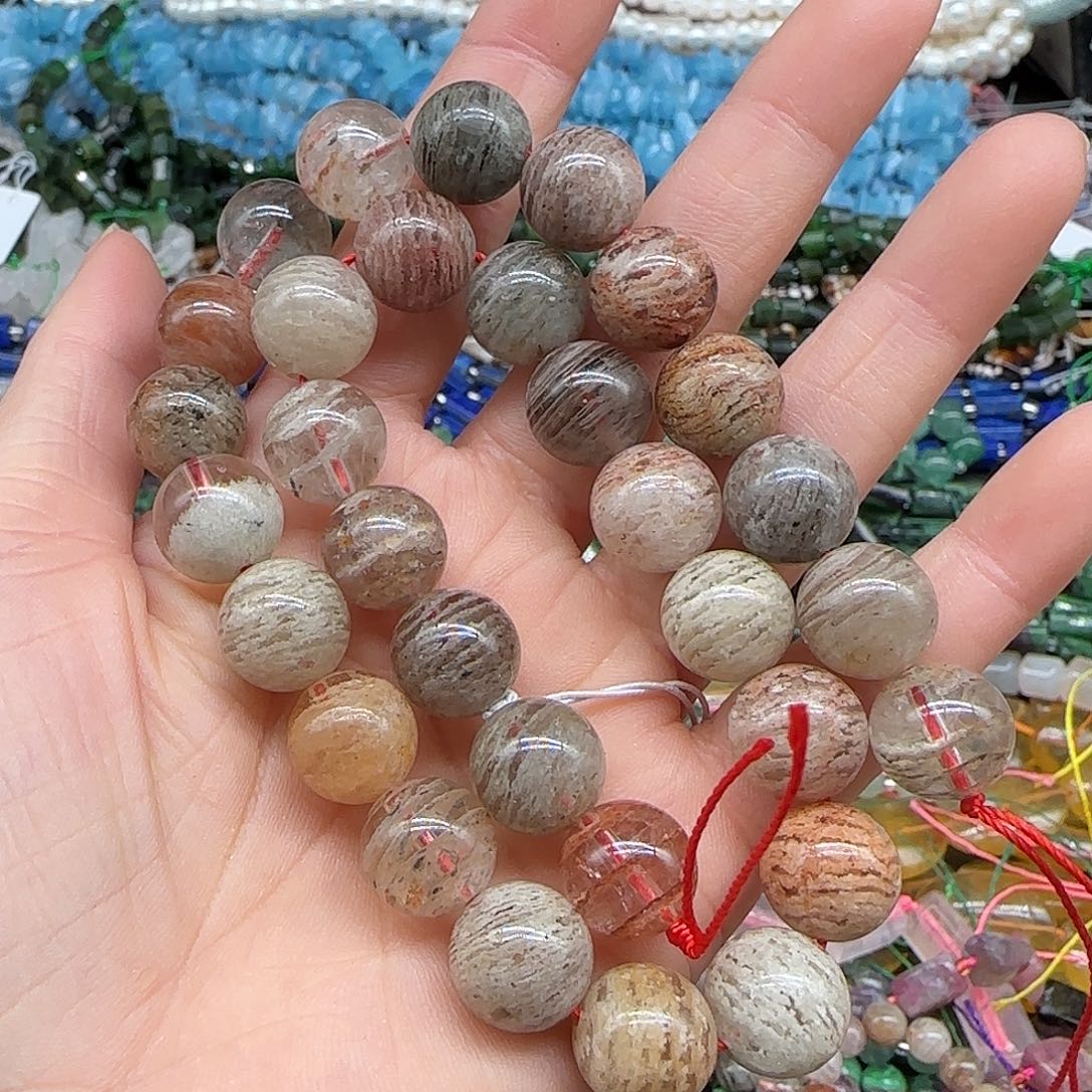 玛瑙/玉髓珠宝半成品合金千层幽灵10mm一条