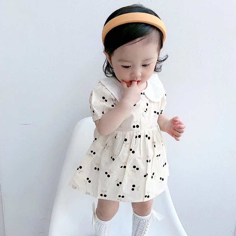 白色樱桃娃娃领包屁超萌婴儿爬爬服包屁