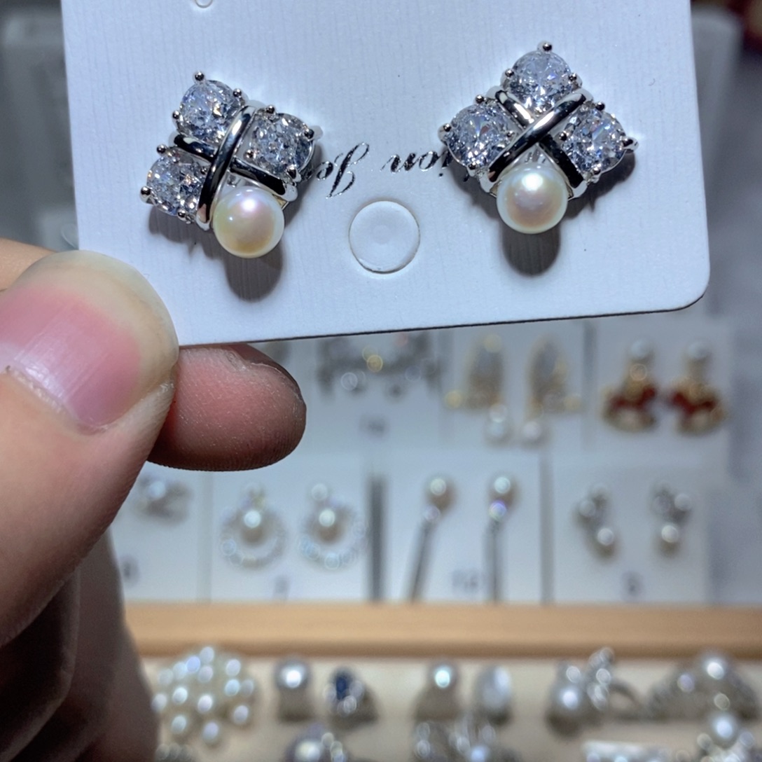 耳饰淡水珍珠银S925镶嵌