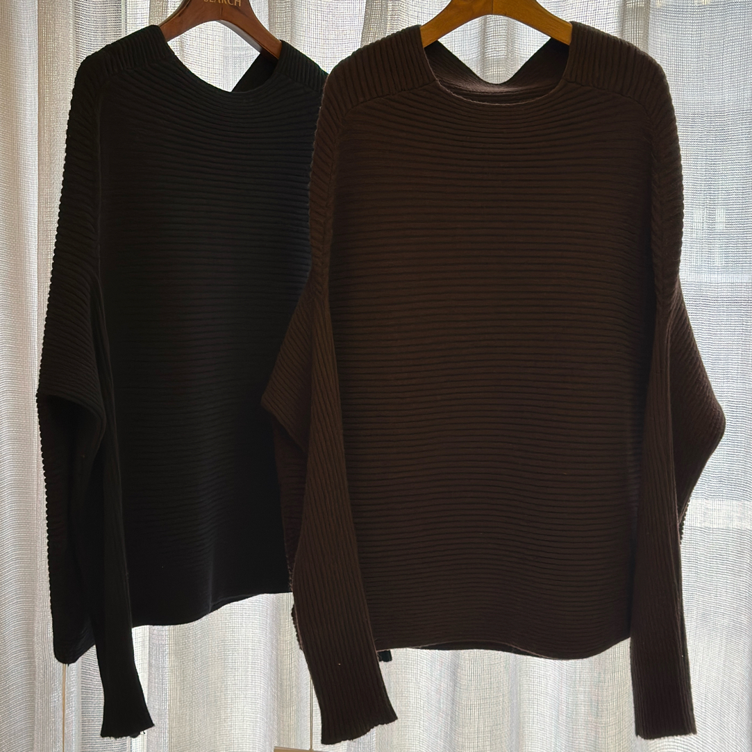 针织蝙蝠厚款休闲风常规薄不规则毛衣