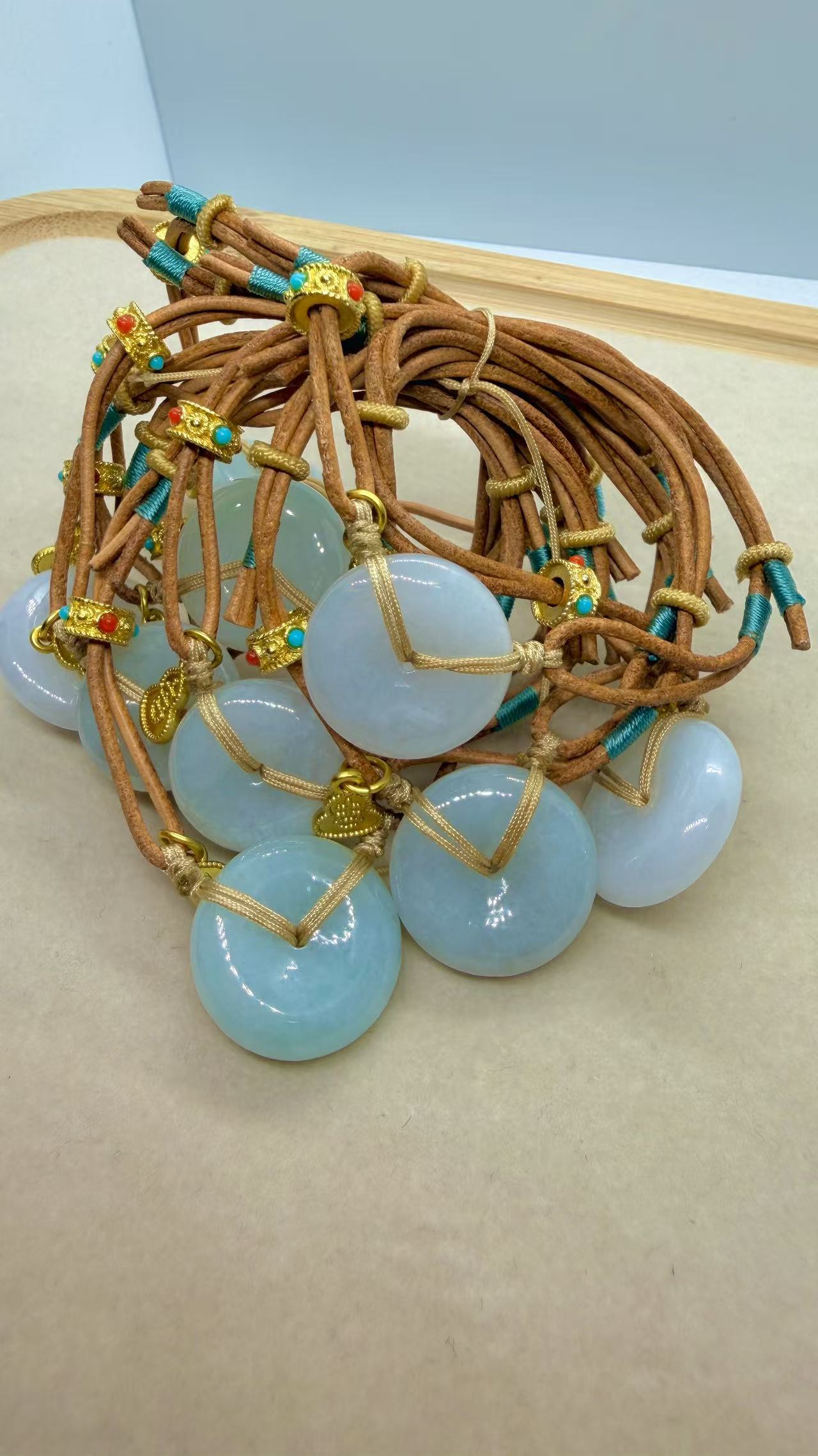 缅甸翡翠A货皮绳DIY平安扣手绳 多样性发货（不挑选）