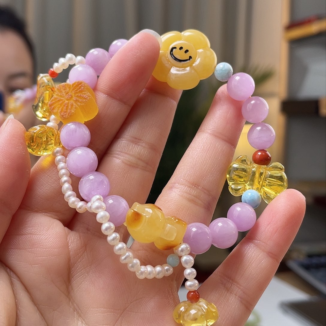 琥珀裸石未镶嵌蜜蜡手串