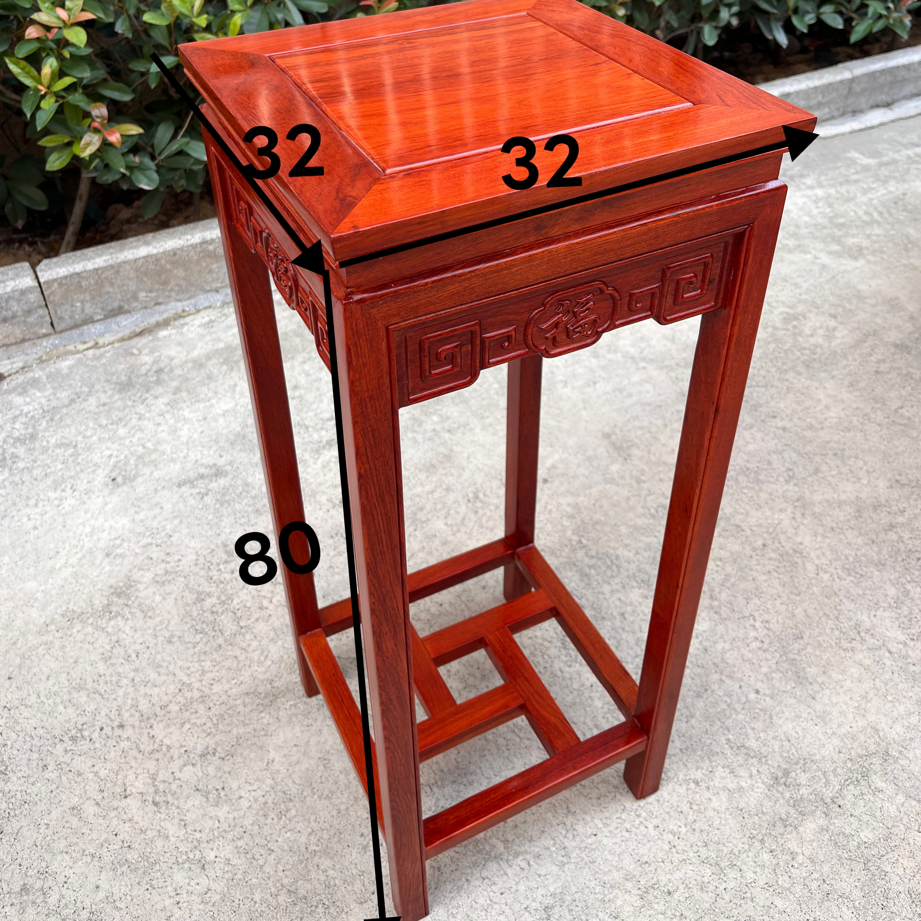 【生漆】赞比亚花梨木福字花架盆景架