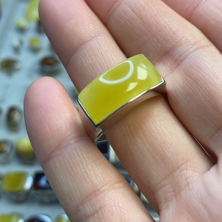 琥珀银S925镶嵌戒指