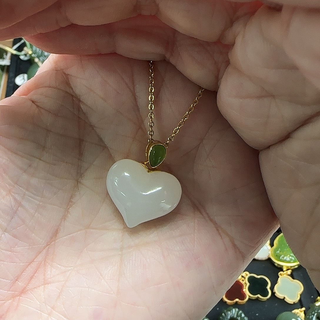 吊坠(赠链)银S925镶嵌和田玉送链子皮绳