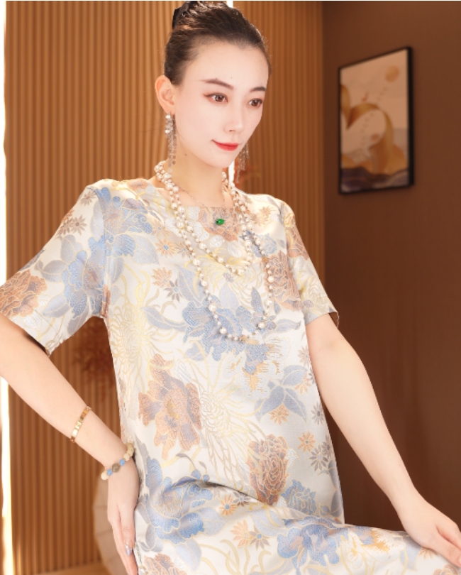 盛世蓝颜|新中式改良款双面穿女装中长款连衣裙2025B8394夏秋
