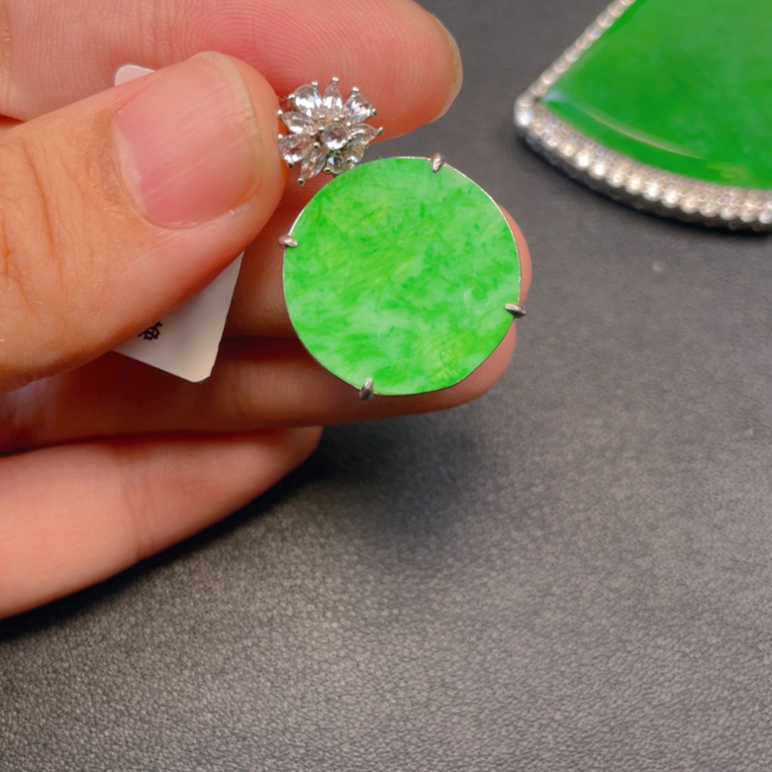 吊坠(不含链)银S925镶嵌翡翠