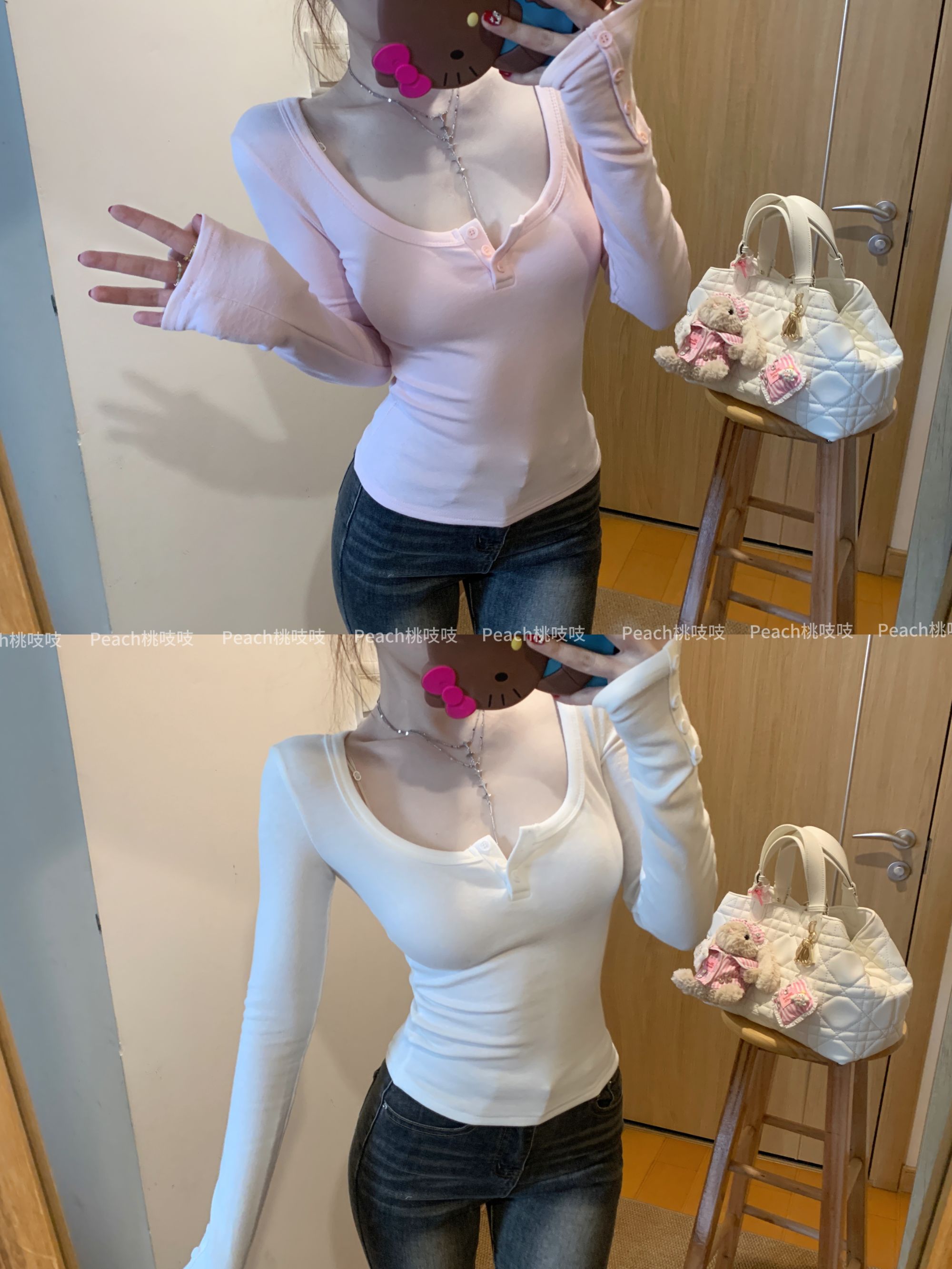 【芋芋奶霜】基础纯色长袖T恤女秋冬修身显瘦内搭上衣