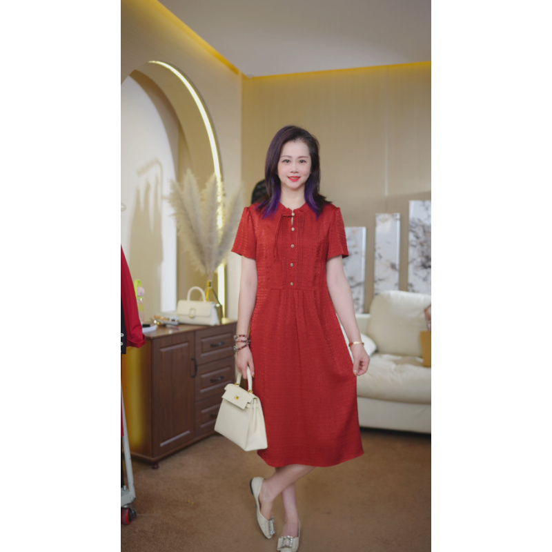 368心若向阳优雅气质新中式夏季显瘦宽松短袖裙子CB19