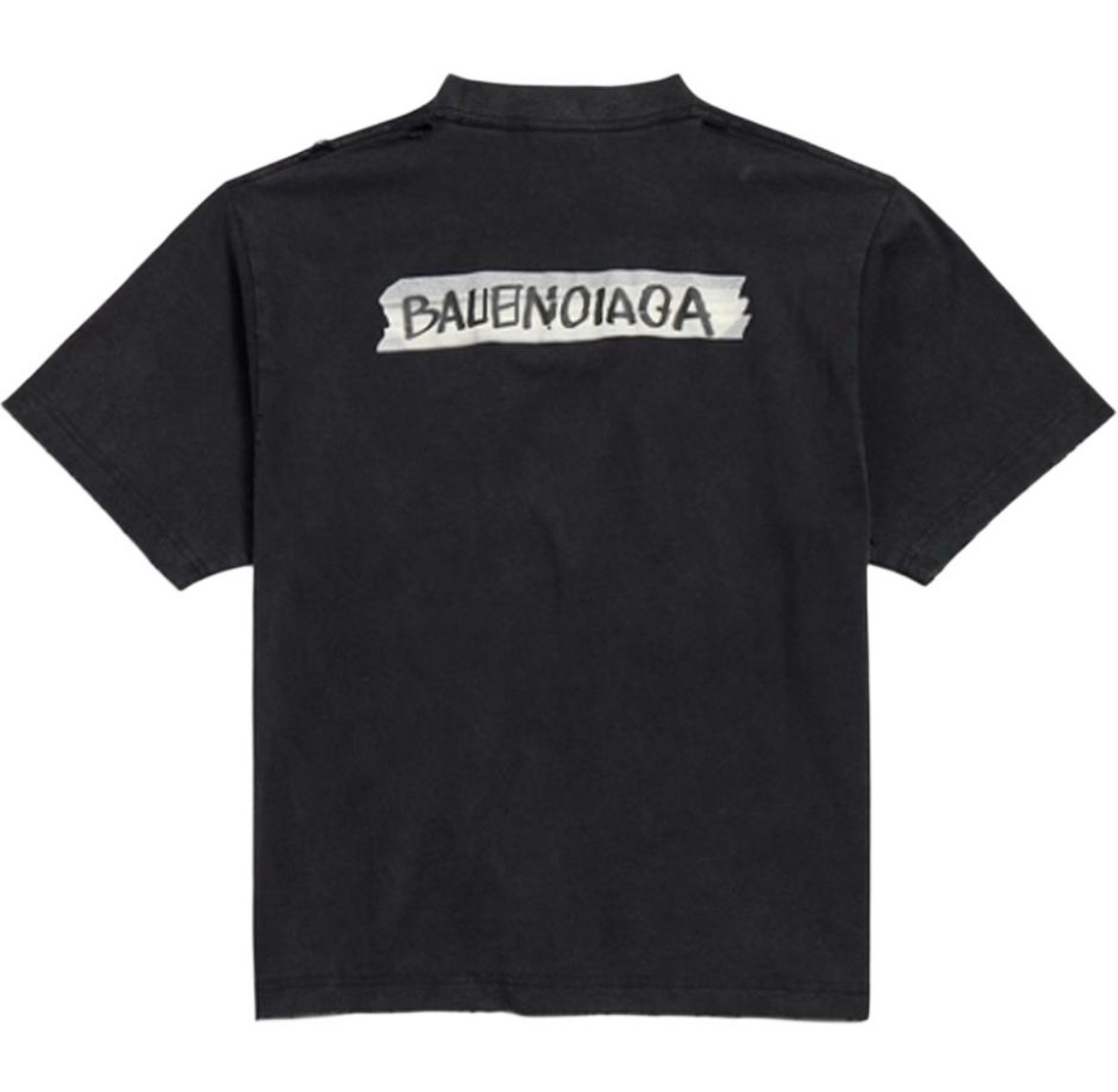 【niko&co】巴子SS26胶带印花针织圆领短袖T恤落肩宽松