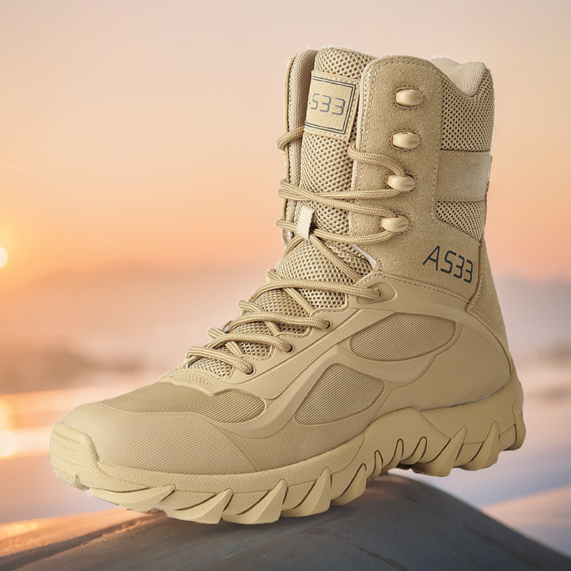 户外战术靴透气高中帮筒靴户外男鞋沙漠靴作战靴登山鞋靴越野