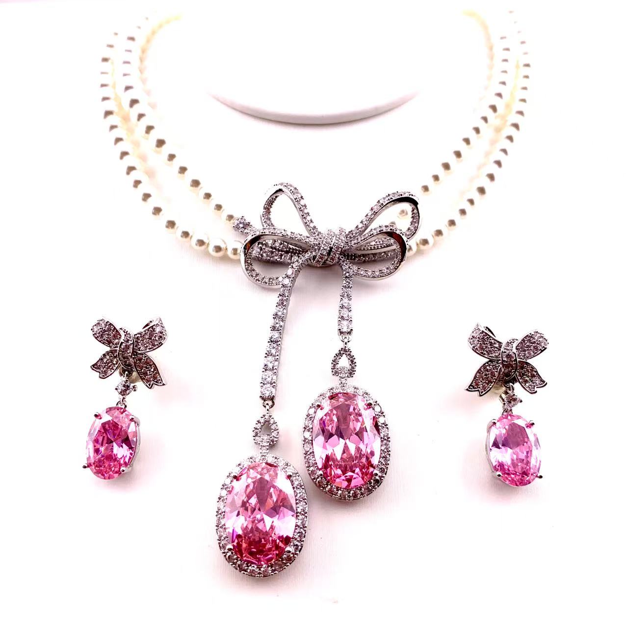 铜合金锆石耳饰 H321性感时尚欧美风格手工珠珠蝴蝶结镶嵌