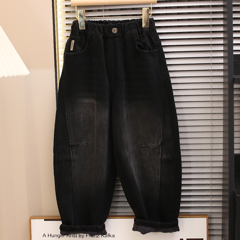 童装男童加绒牛仔裤2025新款儿童秋冬装长裤男孩帅气休闲裤百搭潮