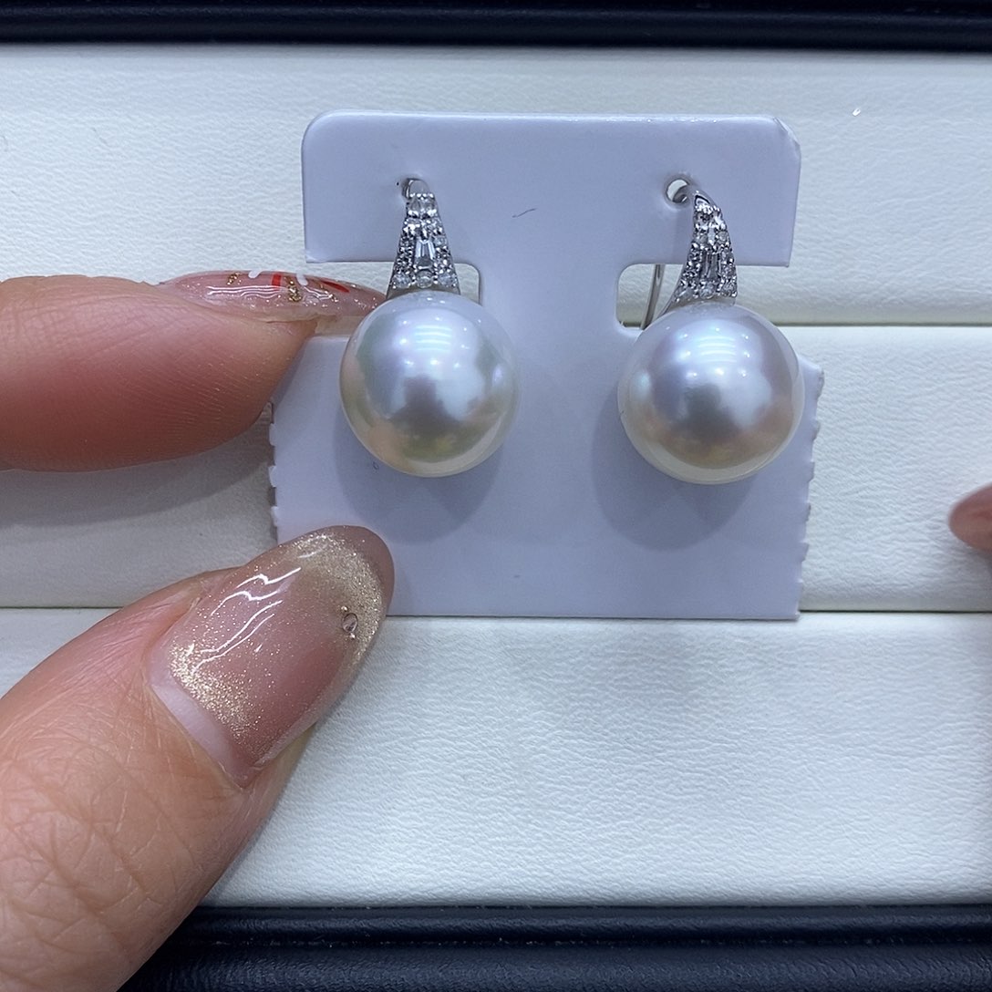 海水珍珠耳饰18K金镶嵌用****512到13点位