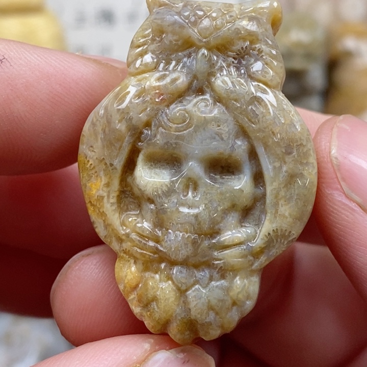 颈饰未镶嵌硅化珊瑚（珊瑚玉）小