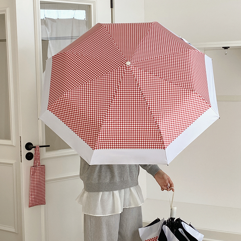 飞恋高颜薄巧系高颜值全自动折叠晴雨两用黑胶防晒太阳伞防紫外线