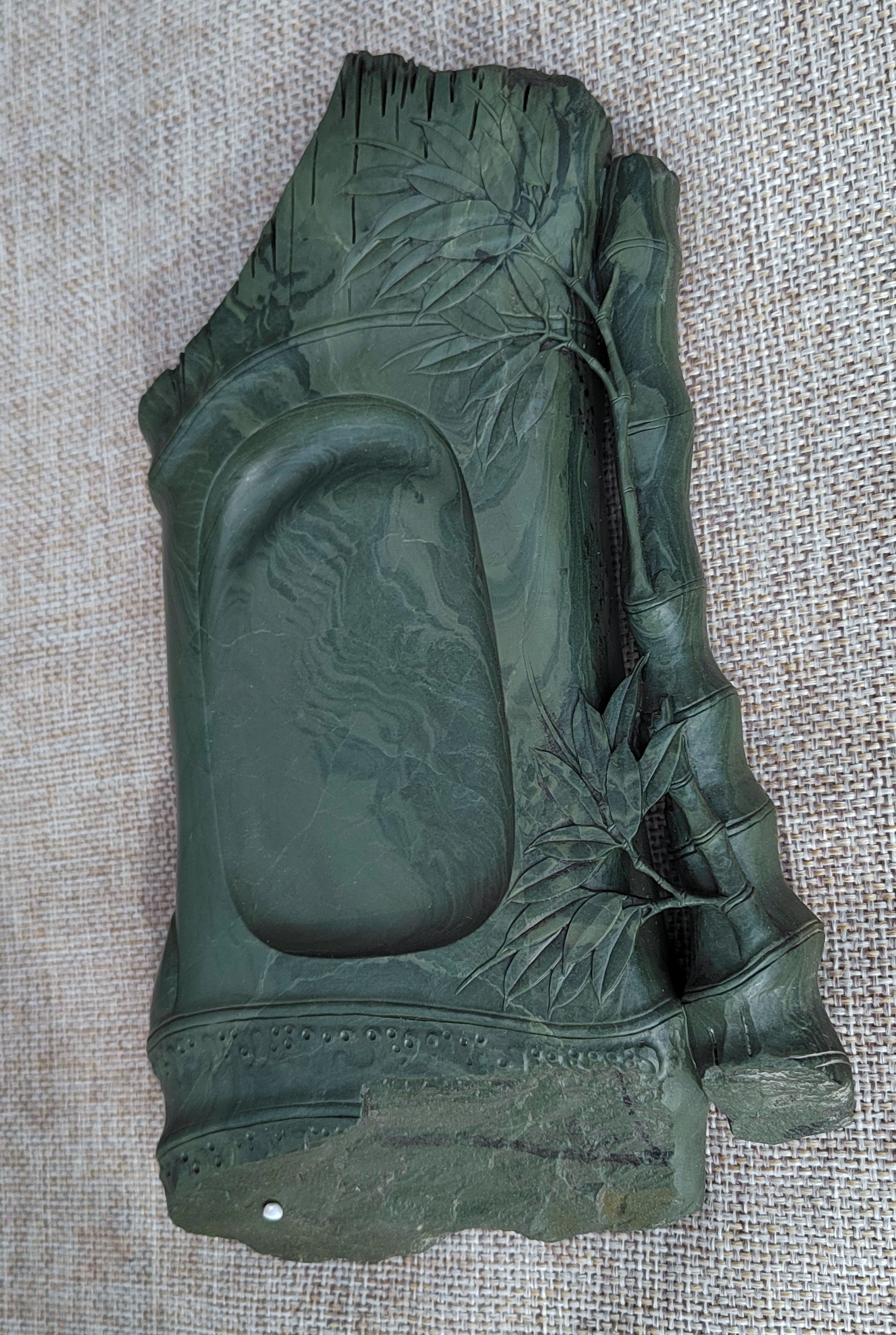 老坑竹节砚细腻石料精致做工文房四宝研磨收藏佳品，尺寸22/14/3